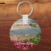 St Ives Harbour Pink Flowers Sleutelhanger (Voorkant)