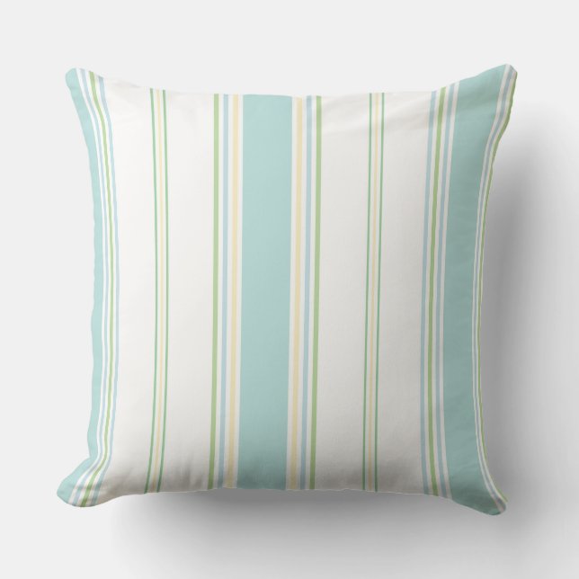 St Ives Stripe aqua zeeglas Kussen (Voorkant)