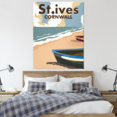 St.ives vintage reisposter canvas afdruk (Insitu (Slaapkamer))