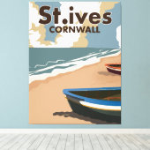 St.ives vintage reisposter canvas afdruk (Insitu (Houten vloer))