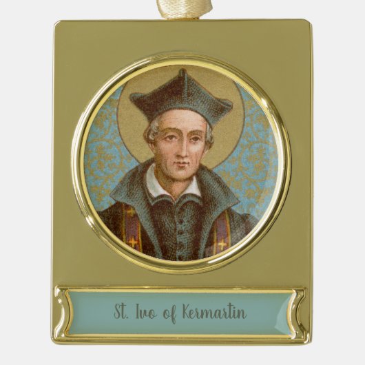 St. Ivo van Kermartin (BK 015) Verguld Banner Ornament (Voorkant)