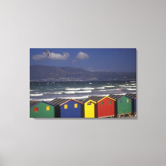 St. James Bay Bathing Boxes, bij Capetown, Canvas Afdruk (Voorkant)