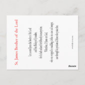 St. James, broer van de Lord Prayer Card Briefkaart (Achterkant)