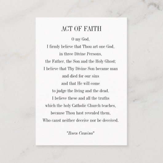 St. James de Grote Camino Akte van het Geloofsgebe Plaatskaartje (Achterkant)