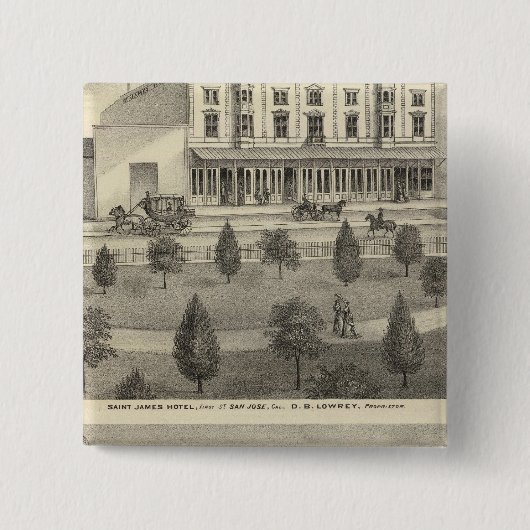 St James Hotel, woonplaats Vierkante Button 5,1 Cm (Voorkant)