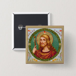 St. James the Greater (JMAS 04) Vierkante Button 5,1 Cm