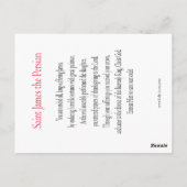 St. James the Persian Prayer Card Briefkaart (Achterkant)