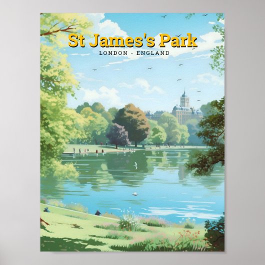 St James's Park Londen Engeland Kunst Vintage Reiz Poster (Voorkant)