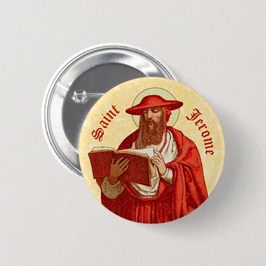 St. Jerome als kardinaal met Boek (P 004) Ronde Button 5,7 Cm (Voorkant /achterkant)