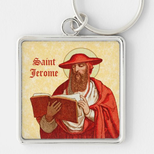 St. Jerome als kardinaal met Boek (P 004) Sleutelhanger (Voorkant)
