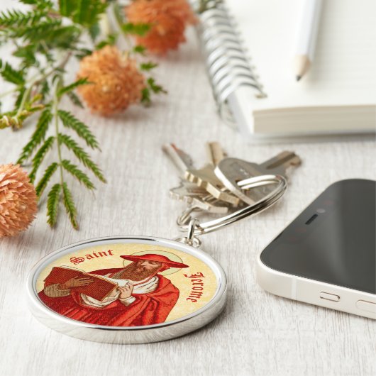 St. Jerome als kardinaal met Boek (P 004) Sleutelhanger (Zijkant)