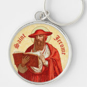 St. Jerome als kardinaal met Boek (P 004) Sleutelhanger (Voorkant)