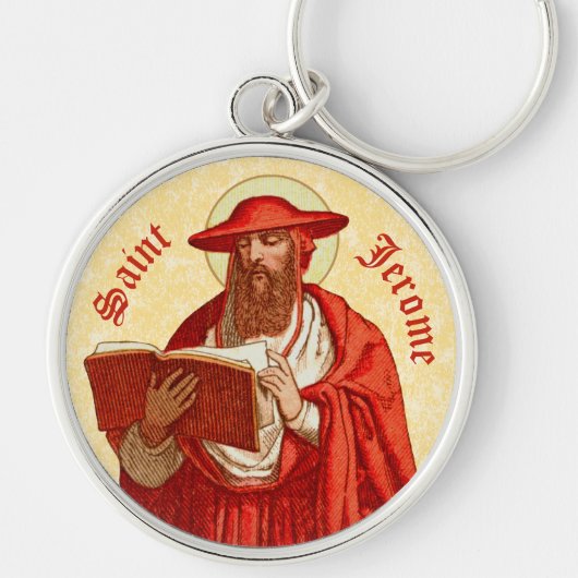 St. Jerome als kardinaal met Boek (P 004) Sleutelhanger (Voorkant)