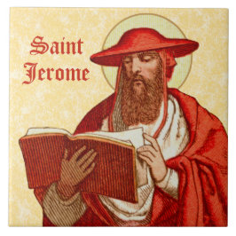 St. Jerome als kardinaal met Boek (P 004) Tegeltje