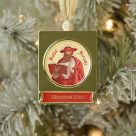 St. Jerome als kardinaal met Boek (P 004) Verguld Banner Ornament
