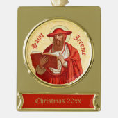 St. Jerome als kardinaal met Boek (P 004) Verguld Banner Ornament (Voorkant)
