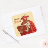 St. Jerome als kardinaal met Boek (P 004) Vierkante Sticker (Envelop)
