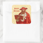 St. Jerome als kardinaal met Boek (P 004) Vierkante Sticker (Tas)