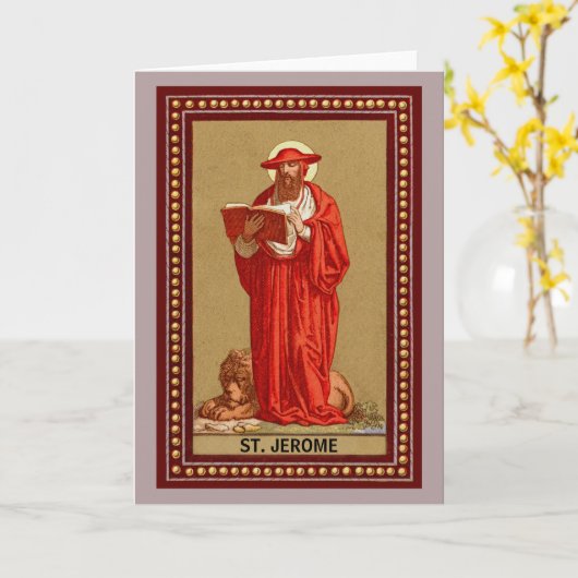 St. Jerome als kardinaal met lion (P 004) Kaart (Gele Bloem)