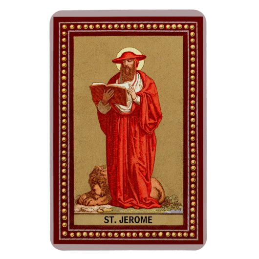 St. Jerome als kardinaal met lion (P 004) Magneet (Verticaal)
