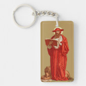 St. Jerome als kardinaal met lion (P 004) Sleutelhanger (Voorkant)