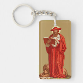 St. Jerome als kardinaal met lion (P 004) Sleutelhanger