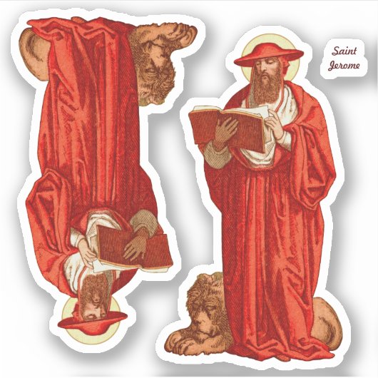 St. Jerome als kardinaal met lion (P 004) Sticker (Voorkant)