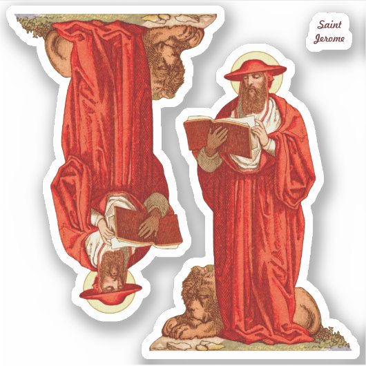 St. Jerome als kardinaal met lion (P 004) Sticker (Voorkant)