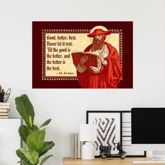 St. Jerome als kardinaal met Motivatie prijsopgave Poster (Thuiskantoor)