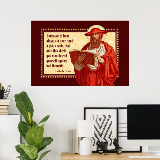 St. Jerome als kardinaal met Pious Book Quote Poster (Thuiskantoor)