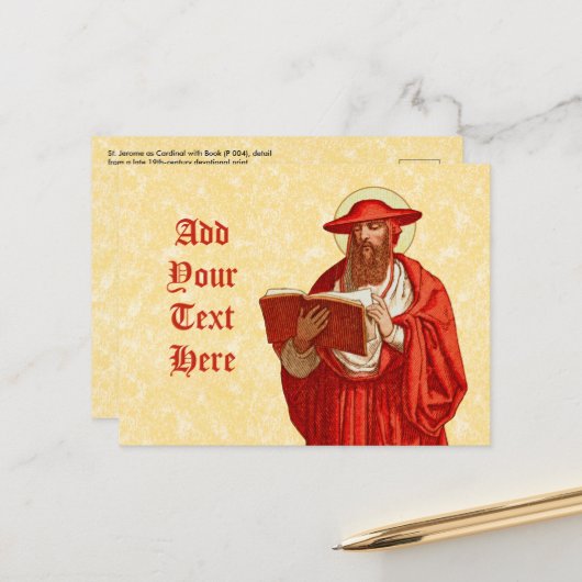 St. Jerome als kardinaal (P 004) Briefkaart (Voorkant / Achterkant in situ)