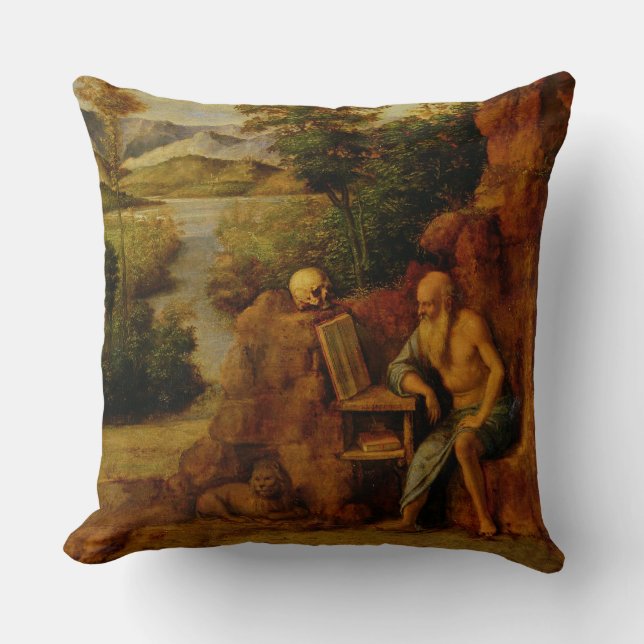 St. Jerome, c.1500 (olie op het paneel) Kussen (Voorkant)