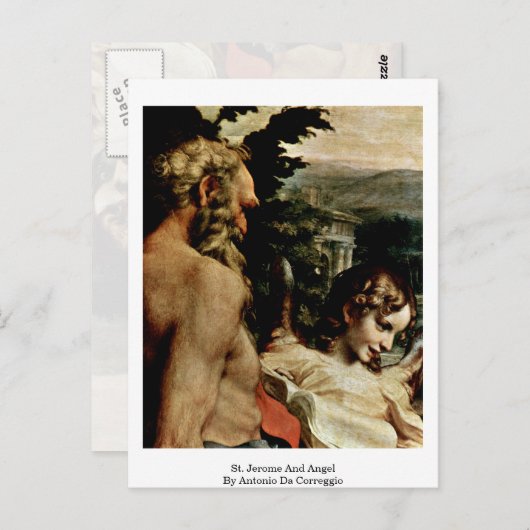 St. Jerome en Angel van Antonio Da Correggio Briefkaart (Voorkant / Achterkant)