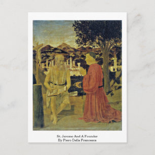 St. Jerome en stichter van Piero Della Francesca Briefkaart