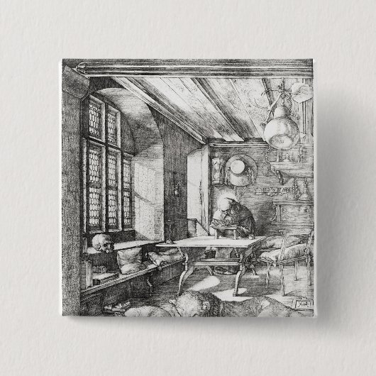 St. Jerome in zijn studie, 1514 Vierkante Button 5,1 Cm (Voorkant)