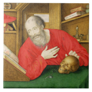 St. Jerome in zijn studie, 1650 (lichaamskleur en  Tegeltje