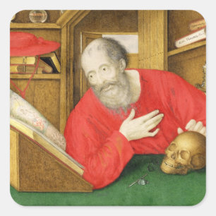 St. Jerome in zijn studie, 1650 (lichaamskleur en Vierkante Sticker