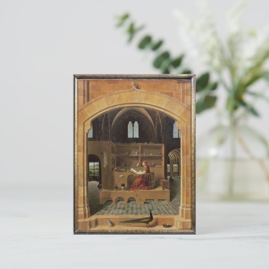 St. Jerome in zijn studie, c.1475 Briefkaart (Staand voorkant)