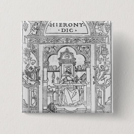 St. Jerome in zijn studie Vierkante Button 5,1 Cm (Voorkant)