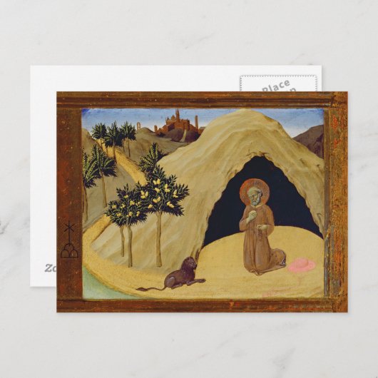 St. Jerome met de leeuw, 1436 (tempera op het pane Briefkaart (Voorkant / Achterkant)