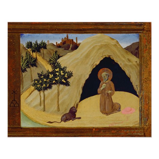 St. Jerome met de leeuw, 1436 (tempera op het pane Perfect Poster (Voorkant)