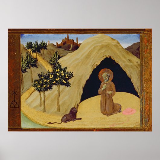St. Jerome met de leeuw, 1436 (tempera op het pane Poster (Voorkant)