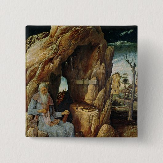 St. Jerome Vierkante Button 5,1 Cm (Voorkant)