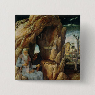 St. Jerome Vierkante Button 5,1 Cm