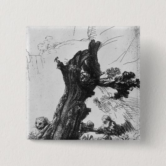 St. Jerome Writing, 1648 Vierkante Button 5,1 Cm (Voorkant)
