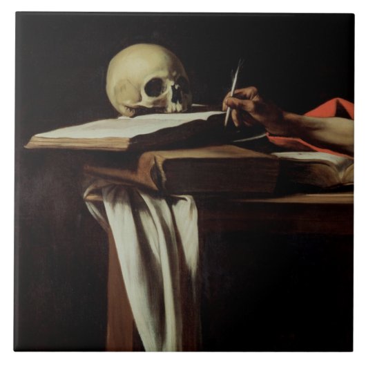 St. Jerome Writing, c.1604 (detail van 64911) Tegeltje (Voorkant)