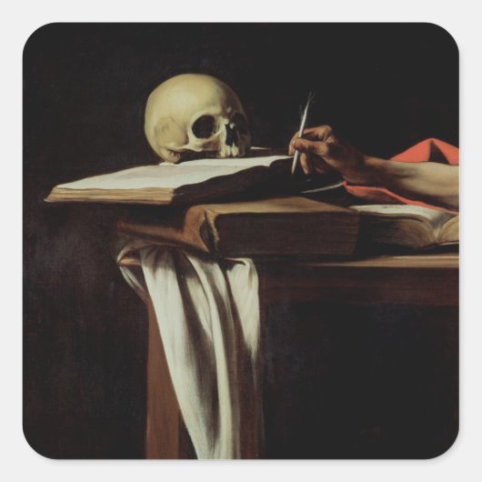 St. Jerome Writing, c.1604 (detail van 64911) Vierkante Sticker (Voorkant)