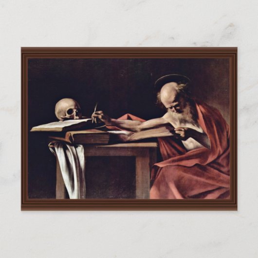 St. Jerome Writing van Michelangelo Merisi da Cara Briefkaart (Voorkant)