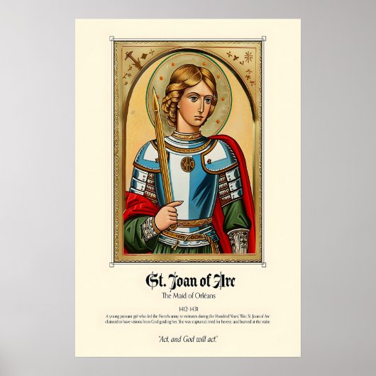 St. Joan of Arc Art Print Medieval Christian (Voorkant)