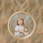 St. Joan of Arc Burning at the Stake (BF 01) Goud Vergulden Ketting<br><div class="desc">Afbeelding Credit (BF 01): Specificatie van een antiek Franse devotionele afdruk (nr. 5296) van St. Joan of Arc, gepubliceerd door Boumard et Fils, Parijs, Frankrijk, in 1909 ter viering van haar beatificatie op 18 april van dat jaar door Paus St. Pius X. Van het privé-collectie van de ontwerper van religieuze...</div>